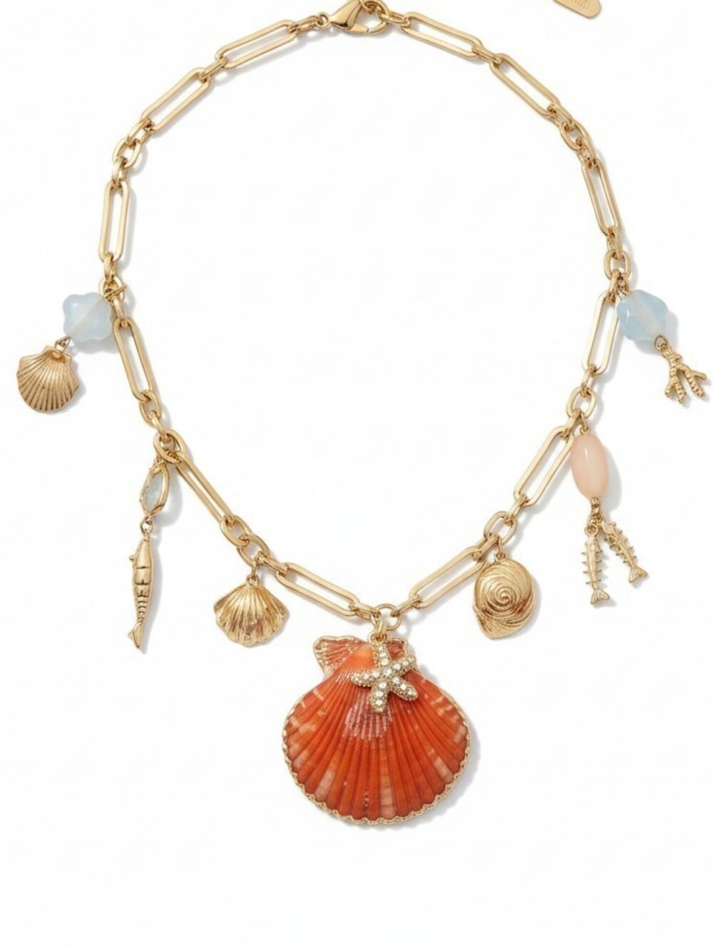 💛▪️House Of Harlow ▪️Gold and Orange Shell Charm Necklace